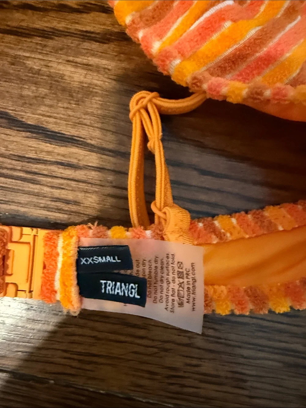 triangl swimwear Orange Striped Velvet Bikini Set